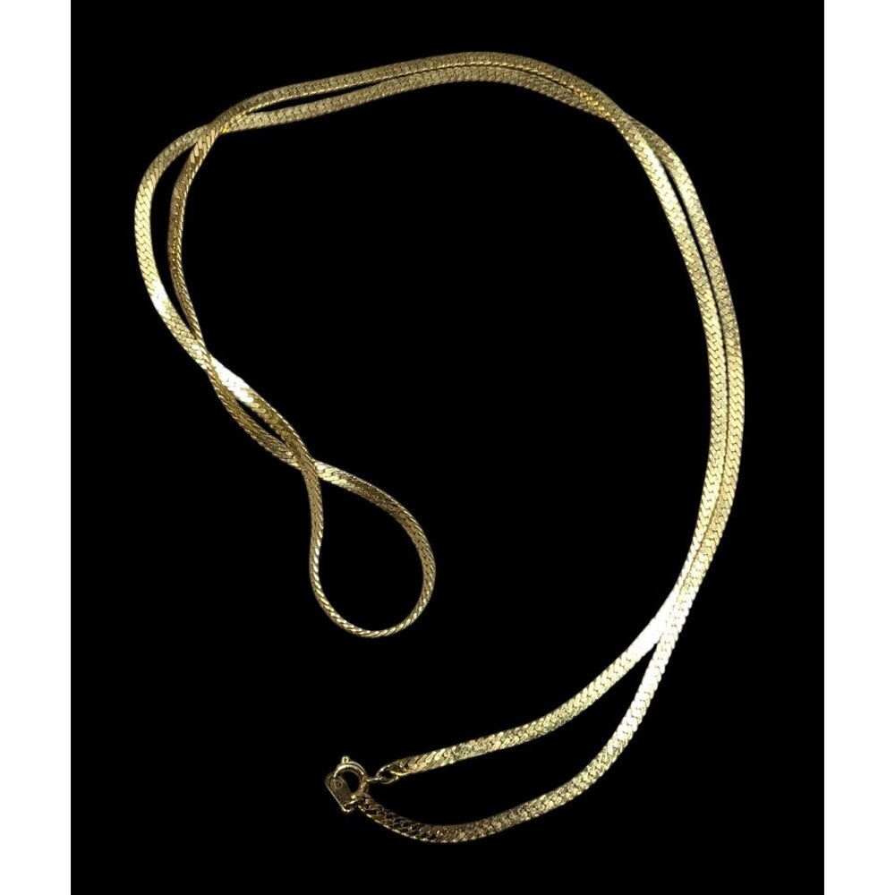 Simple Elegant Gold Tone Flat Chain Necklace